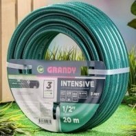 Шланг полив. 3-х слойный 1/2 20м армир., 18 атм, ПВХ, усил, Grandy, Intensive, AGL