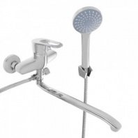 Смеситель для ванны с душем, плоский излив 35см, кер. картридж 40мм, хром, цинк, SK09-I124 СоюзКран