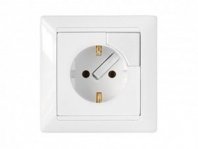 Розетка 1 гнездо С/У, с/з, белая, выталкиватель, Стиль, Bylectrica