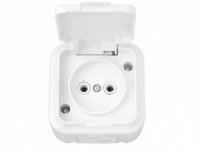 Розетка 1 гнездо О/У, б/з, белая, брызг. защ., Пралеска Аква, Bylectrica