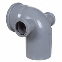 Уголок с отводом канализационный 110х50х50 мм, 90 град., левый+правый, РосТурПласт, 36682