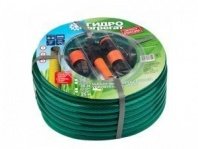 Шланг полив. 3-х слойный 3/4 20м армир., зел., фитинг, 1,5мм, "ИЗУМРУД" ПВХ