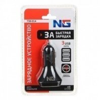 Устройство зарядное автомобильное, 3xUSB, 3A, 12/24В, пластик NG