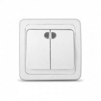 Выключатель 2 кл. с подсветкой С/У, белый, Валери