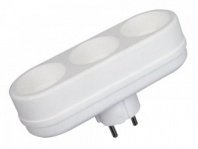 Разветвитель электрический, тройник, 3 гнезда, без заземления, 6/10 А, плоский, белый Very