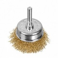 Щетка для дрели 50мм, чашка пушистая со шпилькой, латунированная проволока Matrix