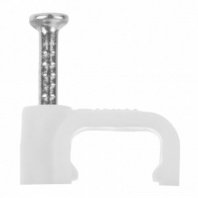 Скоба с гвоздем 8мм 100шт, плоская,1,8х18мм белые, для кабеля, в комплект входят гвозди 