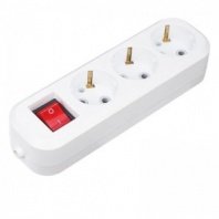 Колодка с выключателем 3 гнезда с/з белая 10А 2,2кВт 250В IP20 REXANT