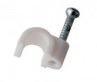 Скоба с гвоздем 5мм 50шт, круглая белая REXANT