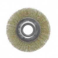 Щетка металл. для УШМ 100/22мм дисковая пушистая латуниров.волнистая проволока, Pobedit