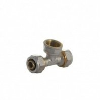 Металлопластиковый тройник d16х1/2", внутр рез, с цангой и гайкой, Frap, F310.1604