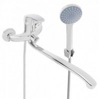 Смеситель для ванны с душем, плоский излив 35см, кер. картридж 40мм, хром, цинк, SK08-I106 СоюзКран