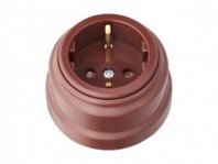 Розетка 1 гнездо О/У, с/з, коричневая, з/ш, Ретро, BYLECTRICA