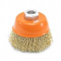 Щетка чашка УШМ 65мм пушистая М14, латунированная, Pobedit