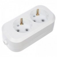 Колодка 2 гнезда с/з белая 10А 2,2кВт 250В IP20 REXANT