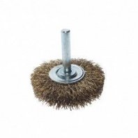Щетка для дрели 50мм, дисковая пушистая со шпилькой, латунь JTC