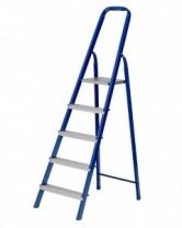 Лестница стремянка 5 ст, стальной профиль, алюминиевые ступени, Россия, Сибртех
