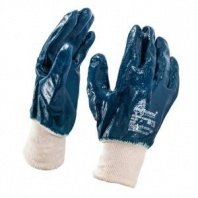 Перчатки масло-бензо стойкие синие, X/Б, двойной нитриловый облив, манжет, XL