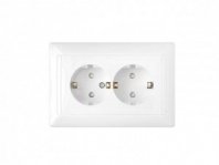Розетка 2 гнезда С/У, с/з, белая, з/ш, Стиль, Bylectrica