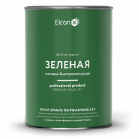 Грунт-эмаль зеленая 0,8кг, 3 в 1, матовая, по ржавчине, быстросохнущая, ELCON