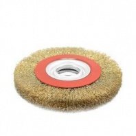 Щетка для точила 150мм, посадка 32мм, дисковая пушистая, Радиальная латунированная проволока, Pobedit