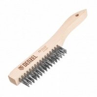 Щетка ручная 3-рядная, деревянная ручка, прямая проволока из нержавеющей стали Denzel