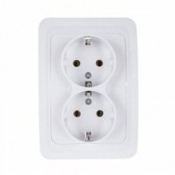 Розетка 2 гнезда С/У, с/з, белая, В0128(G-B0128), (шт.) 16А,