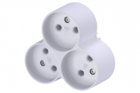 Разветвитель электрический, тройник, 3 гнезда, без заземления, 6А, 1,5кВт, белый, АМ 6-3, ФОТОН