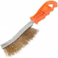 Щетка ручная 1-рядная, пласт. ручка, по металлу, медь, Jober