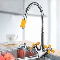 Смеситель для кухни, Frud, гибк излив, с кран-буксой, жел, R43127-9