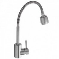Смеситель для кухни, гибкий излив, керам. картридж 35мм, нерж. сталь, SS01-F132 СоюзКран