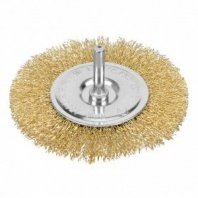 Щетка для дрели 100мм, дисковая пушистая со шпилькой, латунированная проволока Matrix