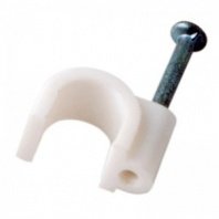 Скоба с гвоздем 7мм 50шт, круглая белая REXANT