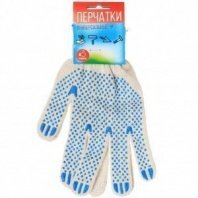 Перчатки х/б, ПВХ покр, точка, 7.5кл, 3нит, бел осн, Стандарт, европодвес