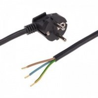 Шнур электрический с вилкой 2м, кабель 3х1,5мм2, ПВС, (черный) REXANT