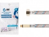 Подводка для смесителя 1,5м 1/2", М10, Г-Ш, SUS, AV Engineering