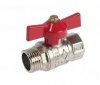 Кран шаровый 1/2" (15мм), Г-Ш (м/р), ручка-бабочка, PN 4, для холодной воды, 5-45°С, цинк, ZEIN engr
