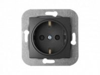 Розетка 1 гнездо С/У, с/з, графит, з/ш, Уют, Bylectrica