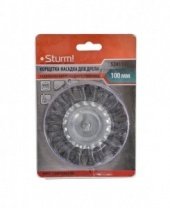 Щетка для дрели 100мм, дисковая крученая со шпилькой Sturm