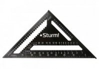 Угольник 300мм, алюминиевый, чёрная оксидация, белая шкала, Sturm