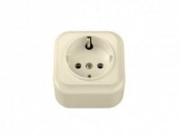 Розетка 1 гнездо О/У, с/з, бежевая, Вариант, BYLECTRICA