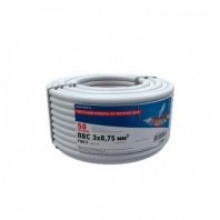 Провод ПВС 3x0,75 (50м), белый, ГОСТ 7399-97 REXANT