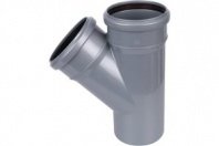 Тройник канализационный внутренний 50х50 мм, 45 градусов, серый