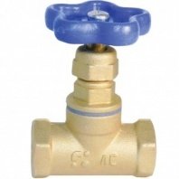 Вентиль для воды 1" 1/4", латунь, синий, Г-Г, БАЗ
