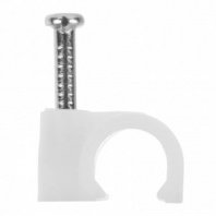 Скоба с гвоздем 6мм 100шт, круглая,1,7х15мм, белые, в комплект входят гвозди