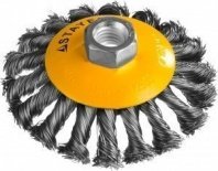 Щетка металл. для УШМ 100мм/М14 тарелка крученая стальная проволока 0.5 мм, коническая, STAYER