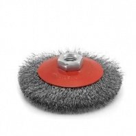 Щетка металл. для УШМ 100мм/М14 тарелка пушистая, стальная витая проволока, Pobedit