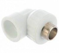 Уголок комбинированный ПП 32х3/4", 90 градусов, наруж рез, белый, Valfex