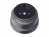 Розетка 1 гнездо О/У, б/з, черная, Ретро, BYLECTRICA