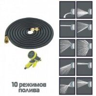 Шланг полив. растягивающийся 22м 10 реж., латекс, полиэстер, латунь INBLOOM